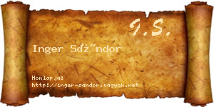 Inger Sándor névjegykártya